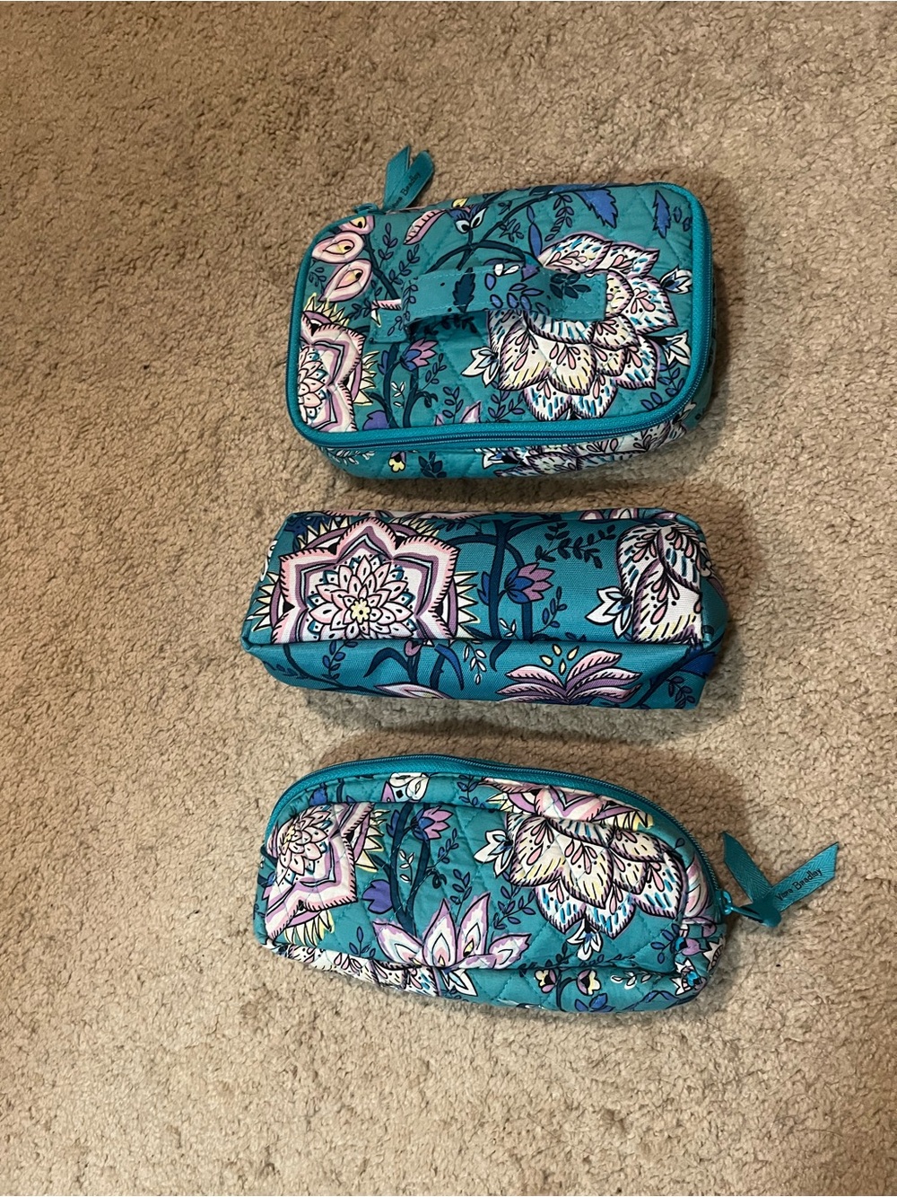 Vera Bradley Peacock Cosmetic Bag Set